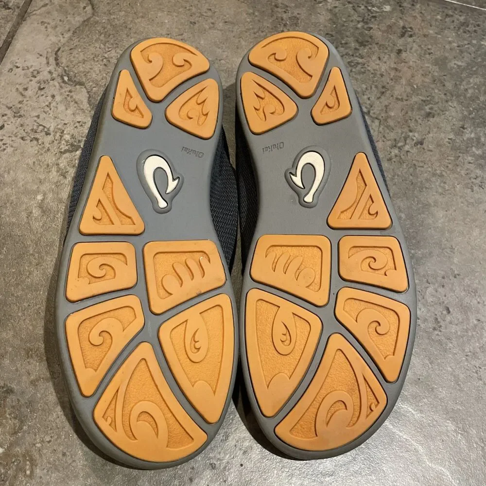 OluKai Nohea Mesh Slip-On Shoes Fog Gray Mens Size 8 EU 41 Fold-Down Heel